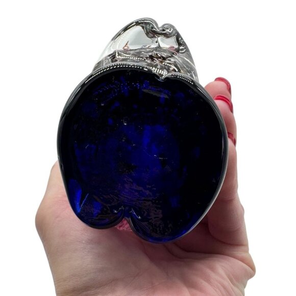 Colorful Handblown Glass Pelican Figurine With Orange Beak & Red Head with fish - Picture 7 of 7